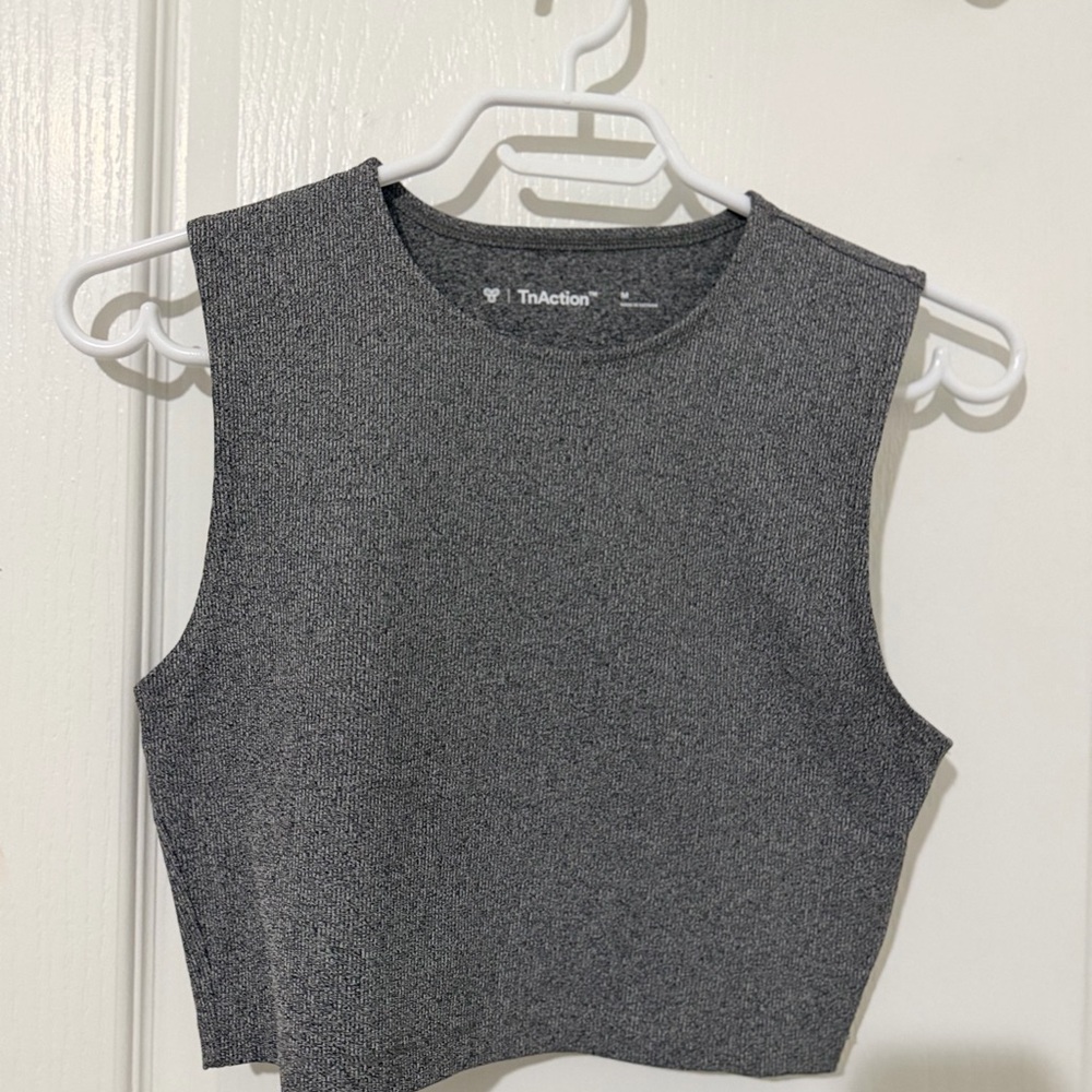 TNA Gray Sleeveless Knit Crop Tank
